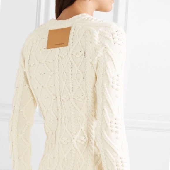 Paco Rabanne Cream Cotton Cable Knit Old Money Minimalist Sweater Size Medium - Picture 2 of 9